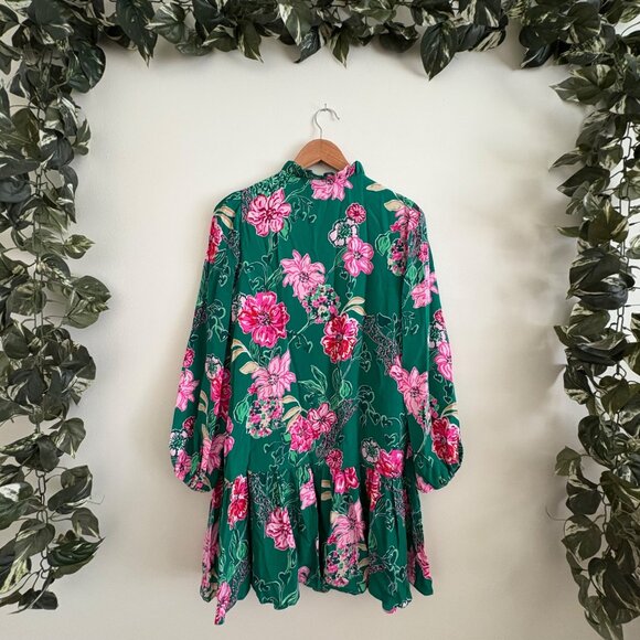Lilly Pulitzer Evaline Long Sleeve Knee Length Silk Dress Floral Women’s Size 0 - Picture 2 of 7